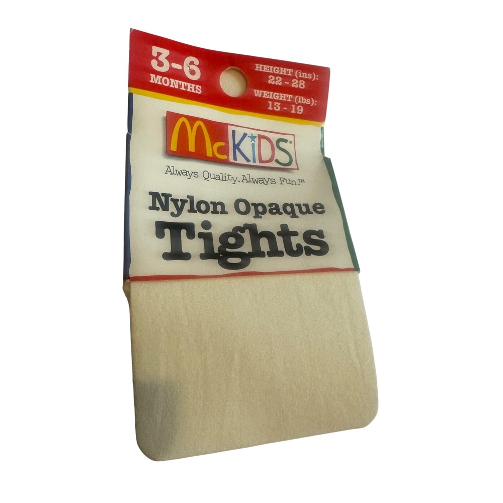 McKids Vintage Ecru Nylon Opaque Tights 3-6 Months McDonald's MK761003 USA Made